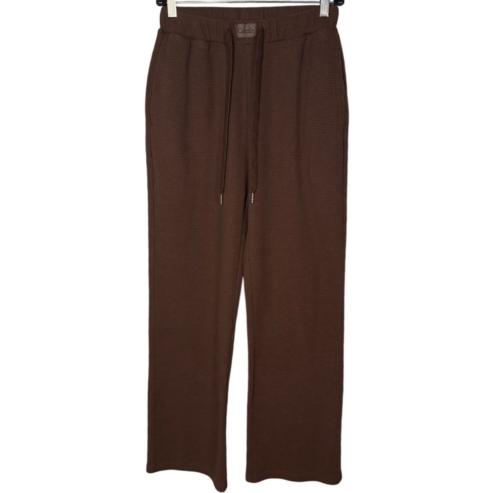 COMFRT Waffle Lounge Pants, Rich Brown, Draw String, Straight Leg, Size Small